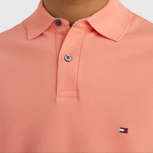 Tommy Hilfiger Men's 1985 Peach Pink Custom Fit Polo Shirt Short Sleeve Medium - Picture 5 of 9